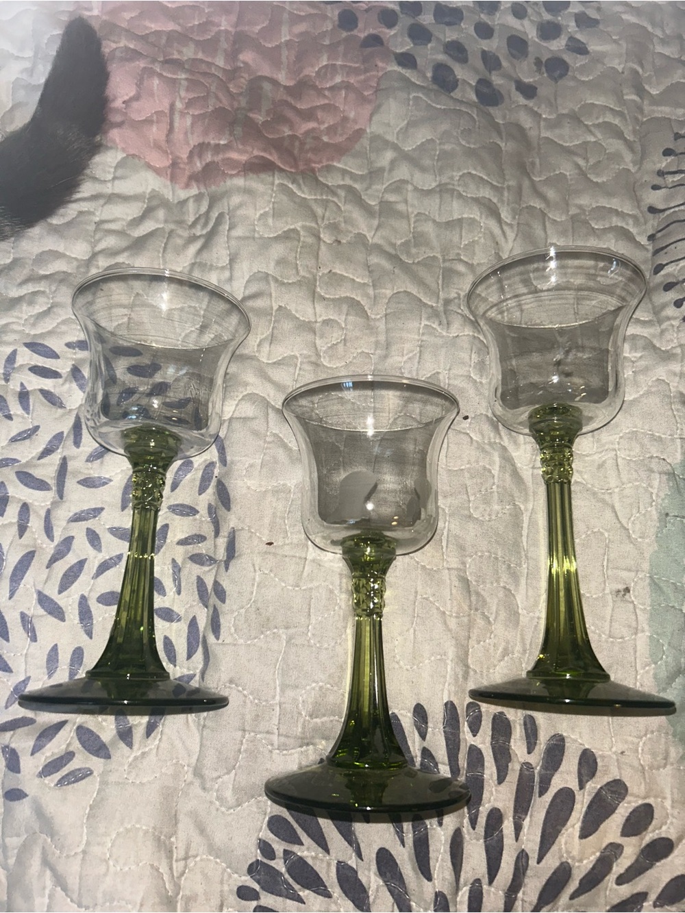 Green Stem Glass Votive Holders – Set of 3 Partylite